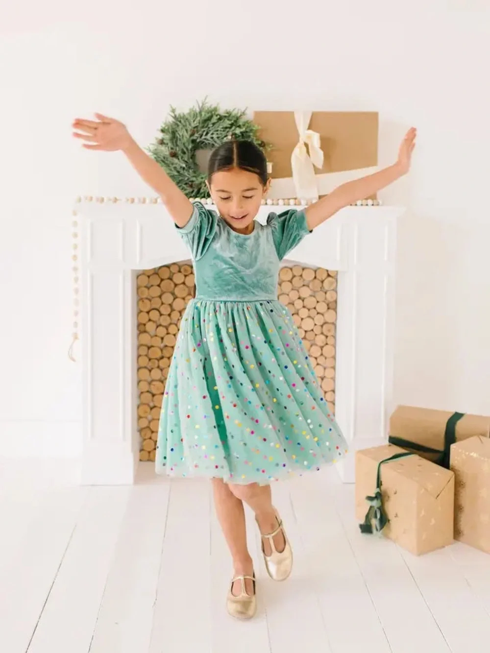 Ollie jay 2t  Diana Dress in Minty Confetti